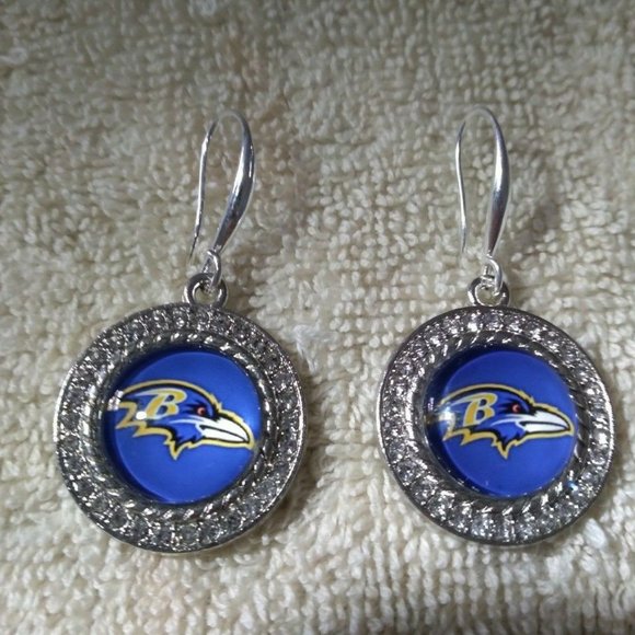 Baltimore Ravens NFL Fashion Rhinestone Earrings NEW - Picture 1 of 2